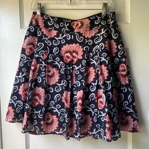 Talbots navy orange floral skirt